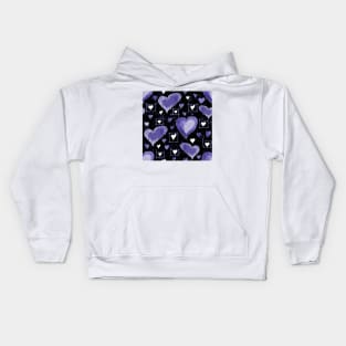 Very Peri Purple Violet Heart Pattern Kids Hoodie